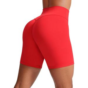 imageCRZ YOGA Secretsculpt Womens Butterlift High Waist Scrunch Butt Biker Shorts 6 Inches  No Front Seam Workout Gym BootyDeep Red