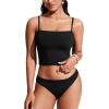imageCRZ YOGA Womens Bandeau Bikini Tops Strapless Swimsuit Adjustable Spaghetti Straps Bathing Suit Crop Tankini PaddedBlack