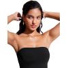 imageCRZ YOGA Womens Bandeau Bikini Tops Strapless Swimsuit Adjustable Spaghetti Straps Bathing Suit Crop Tankini PaddedBlack