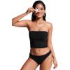 imageCRZ YOGA Womens Bandeau Bikini Tops Strapless Swimsuit Adjustable Spaghetti Straps Bathing Suit Crop Tankini PaddedBlack