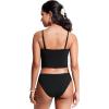imageCRZ YOGA Womens Bandeau Bikini Tops Strapless Swimsuit Adjustable Spaghetti Straps Bathing Suit Crop Tankini PaddedBlack