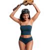 imageCRZ YOGA Womens Bandeau Bikini Tops Strapless Swimsuit Adjustable Spaghetti Straps Bathing Suit Crop Tankini PaddedInsignia Blue