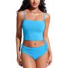 imageCRZ YOGA Womens Bandeau Bikini Tops Strapless Swimsuit Adjustable Spaghetti Straps Bathing Suit Crop Tankini PaddedKayak Blue