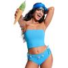 imageCRZ YOGA Womens Bandeau Bikini Tops Strapless Swimsuit Adjustable Spaghetti Straps Bathing Suit Crop Tankini PaddedKayak Blue