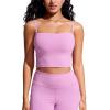 imageCRZ YOGA Womens Bandeau Bikini Tops Strapless Swimsuit Adjustable Spaghetti Straps Bathing Suit Crop Tankini PaddedVita Pink