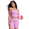 imageCRZ YOGA Womens Bandeau Bikini Tops Strapless Swimsuit Adjustable Spaghetti Straps Bathing Suit Crop Tankini PaddedVita Pink