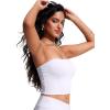 imageCRZ YOGA Womens Bandeau Bikini Tops Strapless Swimsuit Adjustable Spaghetti Straps Bathing Suit Crop Tankini PaddedWhite