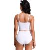 imageCRZ YOGA Womens Bandeau Bikini Tops Strapless Swimsuit Adjustable Spaghetti Straps Bathing Suit Crop Tankini PaddedWhite