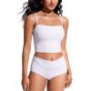 imageCRZ YOGA Womens Bandeau Bikini Tops Strapless Swimsuit Adjustable Spaghetti Straps Bathing Suit Crop Tankini PaddedWhite