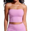 imageCRZ YOGA Womens Bandeau Bikini Tops Strapless Swimsuit Adjustable Spaghetti Straps Bathing Suit Crop Tankini PaddedVita Pink