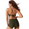 imageCRZ YOGA Womens Bikini Tops High Neck Crisscross Back Bathing Suit Swim Bra PaddedDark Olive