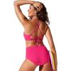 imageCRZ YOGA Womens Bikini Tops High Neck Crisscross Back Bathing Suit Swim Bra PaddedGranita Pink