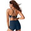 imageCRZ YOGA Womens Bikini Tops High Neck Crisscross Back Bathing Suit Swim Bra PaddedInsignia Blue