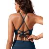 imageCRZ YOGA Womens Bikini Tops High Neck Crisscross Back Bathing Suit Swim Bra PaddedInsignia Blue