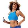 imageCRZ YOGA Womens Bikini Tops High Neck Crisscross Back Bathing Suit Swim Bra PaddedMadagascar Blue