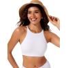 imageCRZ YOGA Womens Bikini Tops High Neck Crisscross Back Bathing Suit Swim Bra PaddedWhite