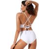 imageCRZ YOGA Womens Bikini Tops High Neck Crisscross Back Bathing Suit Swim Bra PaddedWhite