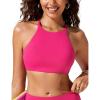 imageCRZ YOGA Womens Bikini Tops High Neck Crisscross Back Bathing Suit Swim Bra PaddedGranita Pink