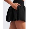 imageCRZ YOGA Bubble High Waisted Tennis Skirts for Women Casual Athletic Mini Ruffled Hem Balloon Skort with Side PocketsBlack