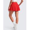 imageCRZ YOGA Bubble High Waisted Tennis Skirts for Women Casual Athletic Mini Ruffled Hem Balloon Skort with Side PocketsDeep Red