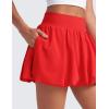 imageCRZ YOGA Bubble High Waisted Tennis Skirts for Women Casual Athletic Mini Ruffled Hem Balloon Skort with Side PocketsDeep Red