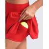 imageCRZ YOGA Bubble High Waisted Tennis Skirts for Women Casual Athletic Mini Ruffled Hem Balloon Skort with Side PocketsDeep Red