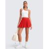 imageCRZ YOGA Bubble High Waisted Tennis Skirts for Women Casual Athletic Mini Ruffled Hem Balloon Skort with Side PocketsDeep Red