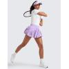 imageCRZ YOGA Bubble High Waisted Tennis Skirts for Women Casual Athletic Mini Ruffled Hem Balloon Skort with Side PocketsLilac