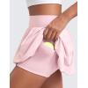 imageCRZ YOGA Bubble High Waisted Tennis Skirts for Women Casual Athletic Mini Ruffled Hem Balloon Skort with Side PocketsStrawberry Pink