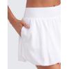 imageCRZ YOGA Bubble High Waisted Tennis Skirts for Women Casual Athletic Mini Ruffled Hem Balloon Skort with Side PocketsWhite