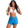 imageCRZ YOGA Womens 3quot Mid Waisted Swim Board Shorts Side Splits Swimming Bottoms Quick Dry Beach Swimsuit with Liner PocketsMadagascar Blue