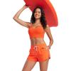 imageCRZ YOGA Womens 3quot Mid Waisted Swim Board Shorts Side Splits Swimming Bottoms Quick Dry Beach Swimsuit with Liner PocketsNeon Orange