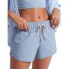 imageCRZ YOGA Womens 3quot Mid Waisted Swim Board Shorts Side Splits Swimming Bottoms Quick Dry Beach Swimsuit with Liner PocketsThe Breeze Blue