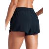 imageCRZ YOGA Womens 3quot Mid Waisted Swim Board Shorts Side Splits Swimming Bottoms Quick Dry Beach Swimsuit with Liner PocketsTrue Navy