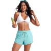 imageCRZ YOGA Womens 3quot Mid Waisted Swim Board Shorts Side Splits Swimming Bottoms Quick Dry Beach Swimsuit with Liner PocketsTurquoise