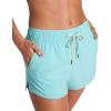 imageCRZ YOGA Womens 3quot Mid Waisted Swim Board Shorts Side Splits Swimming Bottoms Quick Dry Beach Swimsuit with Liner PocketsTurquoise