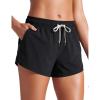 imageCRZ YOGA Womens 3quot Mid Waisted Swim Board Shorts Side Splits Swimming Bottoms Quick Dry Beach Swimsuit with Liner PocketsBlack