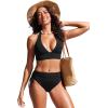 imageCRZ YOGA Womens High Waisted Bikini Bottoms Adjustable Ruched Side Tie Bathing Swim Full Coverage Swimsuit BriefsBlack