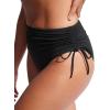 imageCRZ YOGA Womens High Waisted Bikini Bottoms Adjustable Ruched Side Tie Bathing Swim Full Coverage Swimsuit BriefsBlack