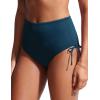 imageCRZ YOGA Womens High Waisted Bikini Bottoms Adjustable Ruched Side Tie Bathing Swim Full Coverage Swimsuit BriefsInsignia Blue
