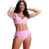 imageCRZ YOGA Womens High Waisted Bikini Bottoms Adjustable Ruched Side Tie Bathing Swim Full Coverage Swimsuit BriefsVita Pink
