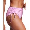 imageCRZ YOGA Womens High Waisted Bikini Bottoms Adjustable Ruched Side Tie Bathing Swim Full Coverage Swimsuit BriefsVita Pink