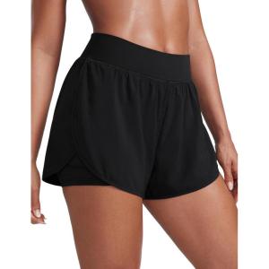 imageCRZ YOGA 2 in 1 Running Shorts for Women 3 High Waisted Split for Athletic Gym Workout Tennis with PocketBlack