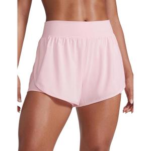 imageCRZ YOGA 2 in 1 Running Shorts for Women 3 High Waisted Split for Athletic Gym Workout Tennis with PocketStrawberry Pink