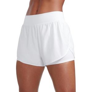 imageCRZ YOGA 2 in 1 Running Shorts for Women 3 High Waisted Split for Athletic Gym Workout Tennis with PocketWhite