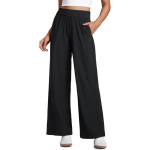 imageCRZ YOGA Lightweight Drapey Wide Leg Pants for Women 30quot High Waisted Casual Lounge Travel Work Loose FitBlack