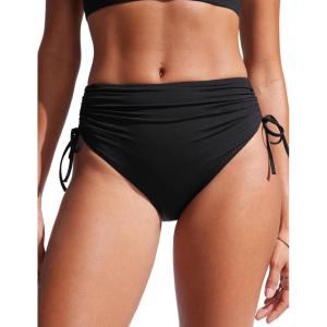 imageCRZ YOGA Womens High Waisted Bikini Bottoms Adjustable Ruched Side Tie Bathing Swim Full Coverage Swimsuit BriefsBlack