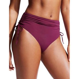 imageCRZ YOGA Womens High Waisted Bikini Bottoms Adjustable Ruched Side Tie Bathing Swim Full Coverage Swimsuit BriefsFuchsia