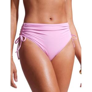imageCRZ YOGA Womens High Waisted Bikini Bottoms Adjustable Ruched Side Tie Bathing Swim Full Coverage Swimsuit BriefsVita Pink