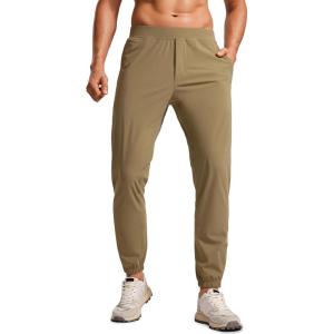 imageCRZ YOGA Athletic Joggers for Men  29quot Lightweight Running Training Pants with Zip Pockets and Ankle ZippersArtifact Brown